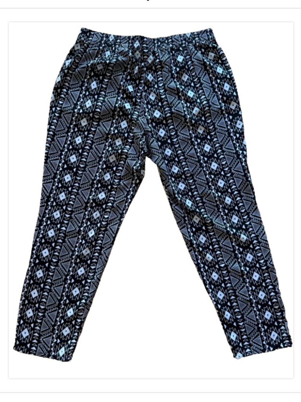 H&M DIVIDED Women's Palazzo Ankle Pants Geometric Black White Casual Pull On - Picture 3 of 8